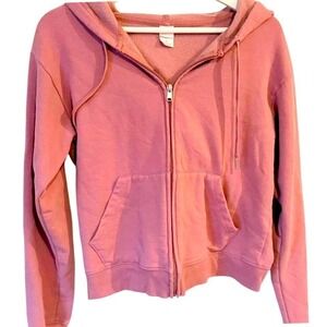 Auden Womens Rose Pink Full Zip Fleece Hoodie Sweatshirt Small S